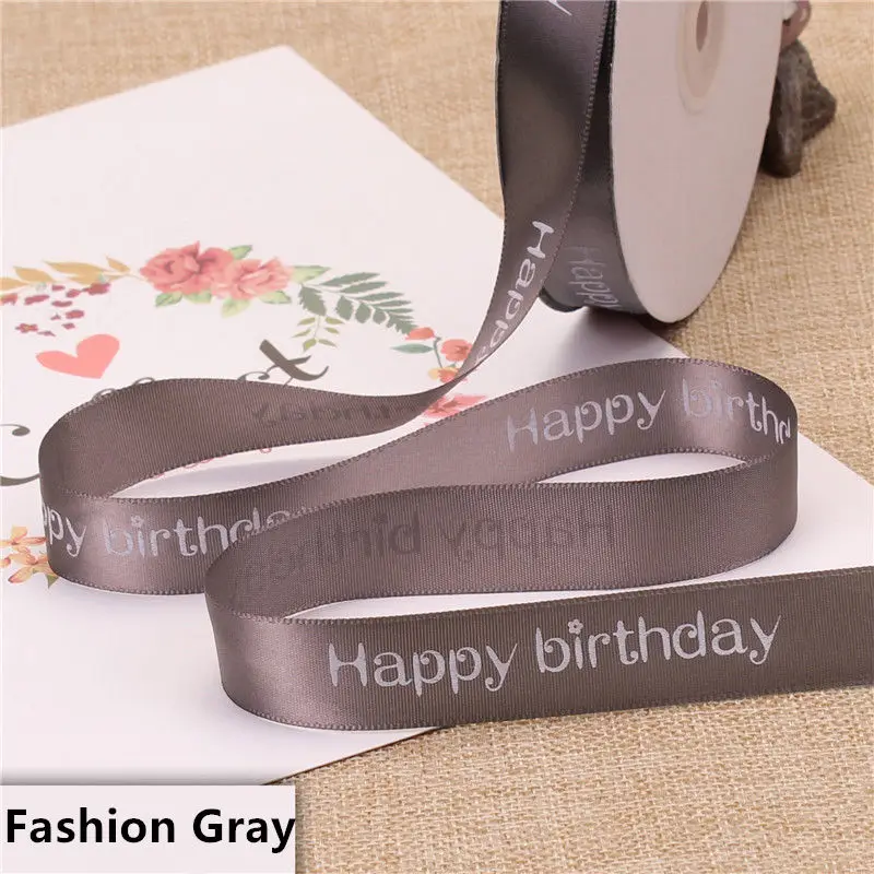 Fashion Gray Новая ширина 2 см полиэфирная лента для торта магазин выпечки печатные ленты цветочный с днем рождения упаковка подарок diy галстук ручной работы материал - Цвет: Fashion Gray