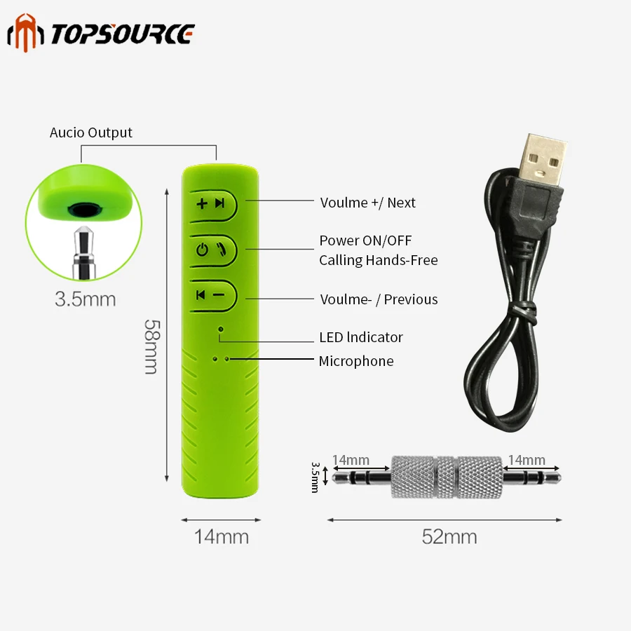 Автомобильный комплект Bluetooth TOPSOURCE Universel 3 5 мм разъем jack многофункциональный