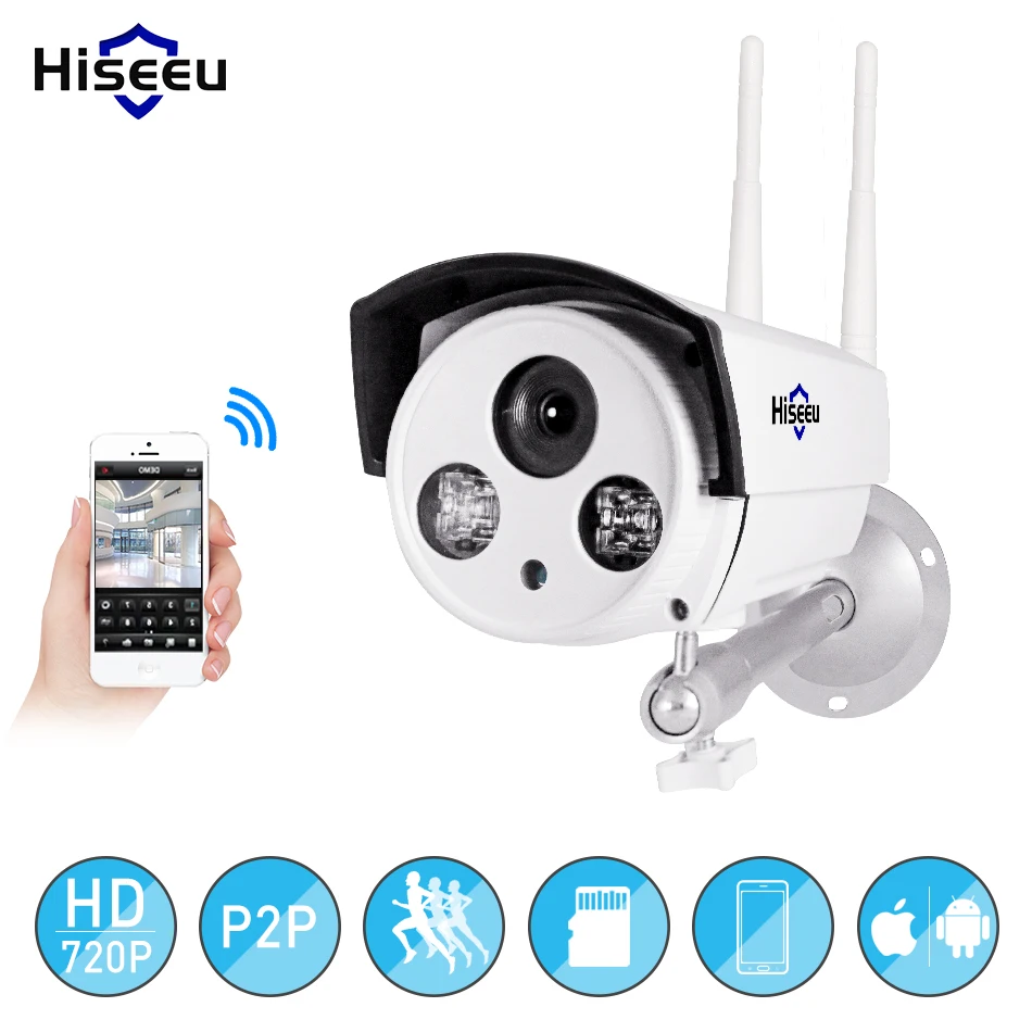 Hiseeu wifi камера уличная bullet HD 720 P IP Камара водонепроницаемая беспроводная cctv ночное