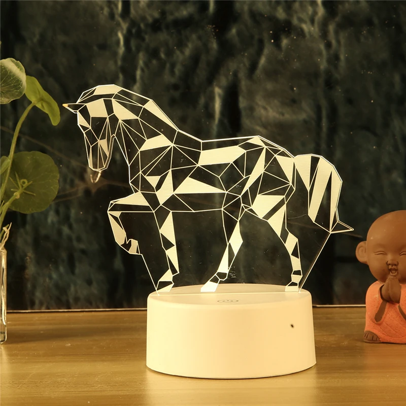 Ночник с 3d подсветкой Sky Horse настольная лампа сенсорным светодиодным индикатором