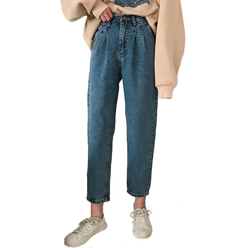 Весенняя женская Корейская версия свободные Уайлд Высокая талия джинсы по