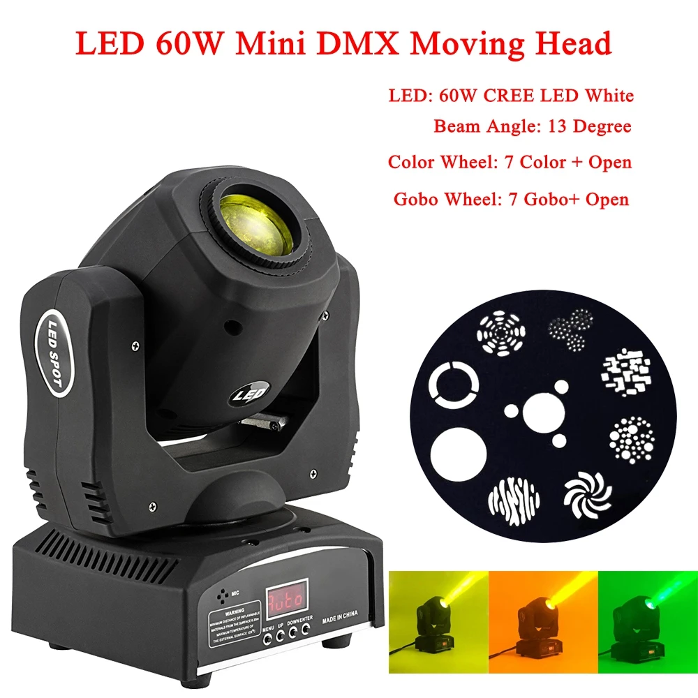 Новый музыкальный центр высокой яркости светодиодный 60 Вт мини DMX512 движущийся