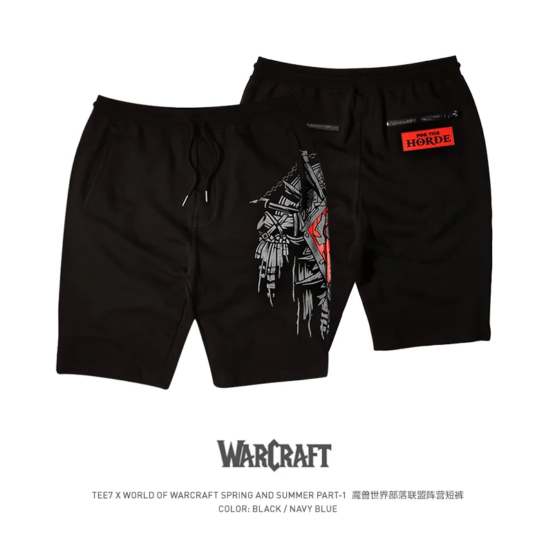 

TEE7 Men's World of warcraft shorts WOW tribal alliance Male Brand Beach Boxer Trunks Board cotton sport Loose Cotton shorts