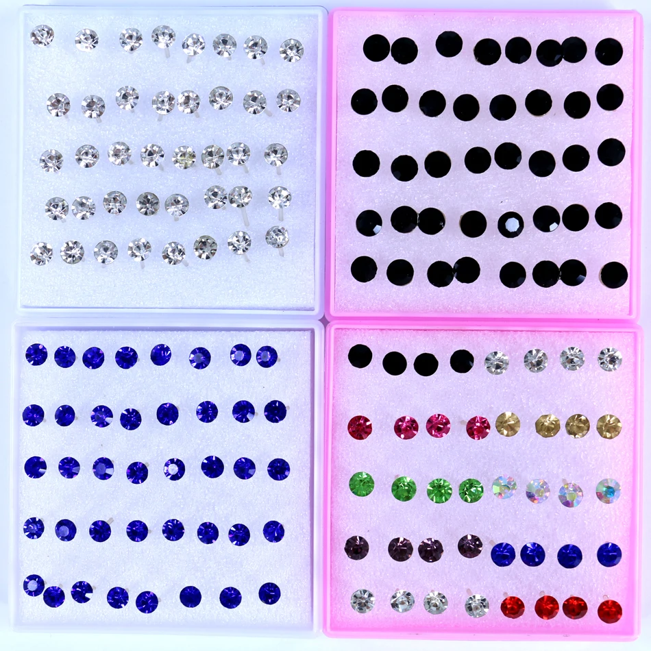 Бесплатная доставка заводские дешевые блестящие серьги гвоздики AA 4 5 мм