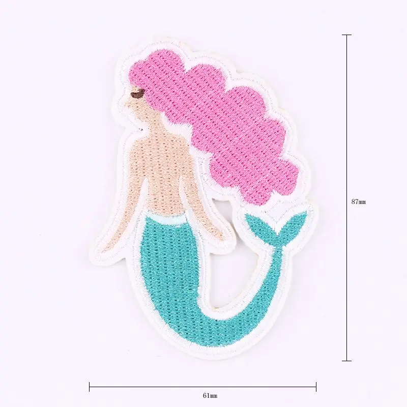 

Embroidery Patches For Clothing 1Pcs Pink Mermaid Iron On Patches Punk Motif Applique DIY Accessory Clothes Stickers Cheaper