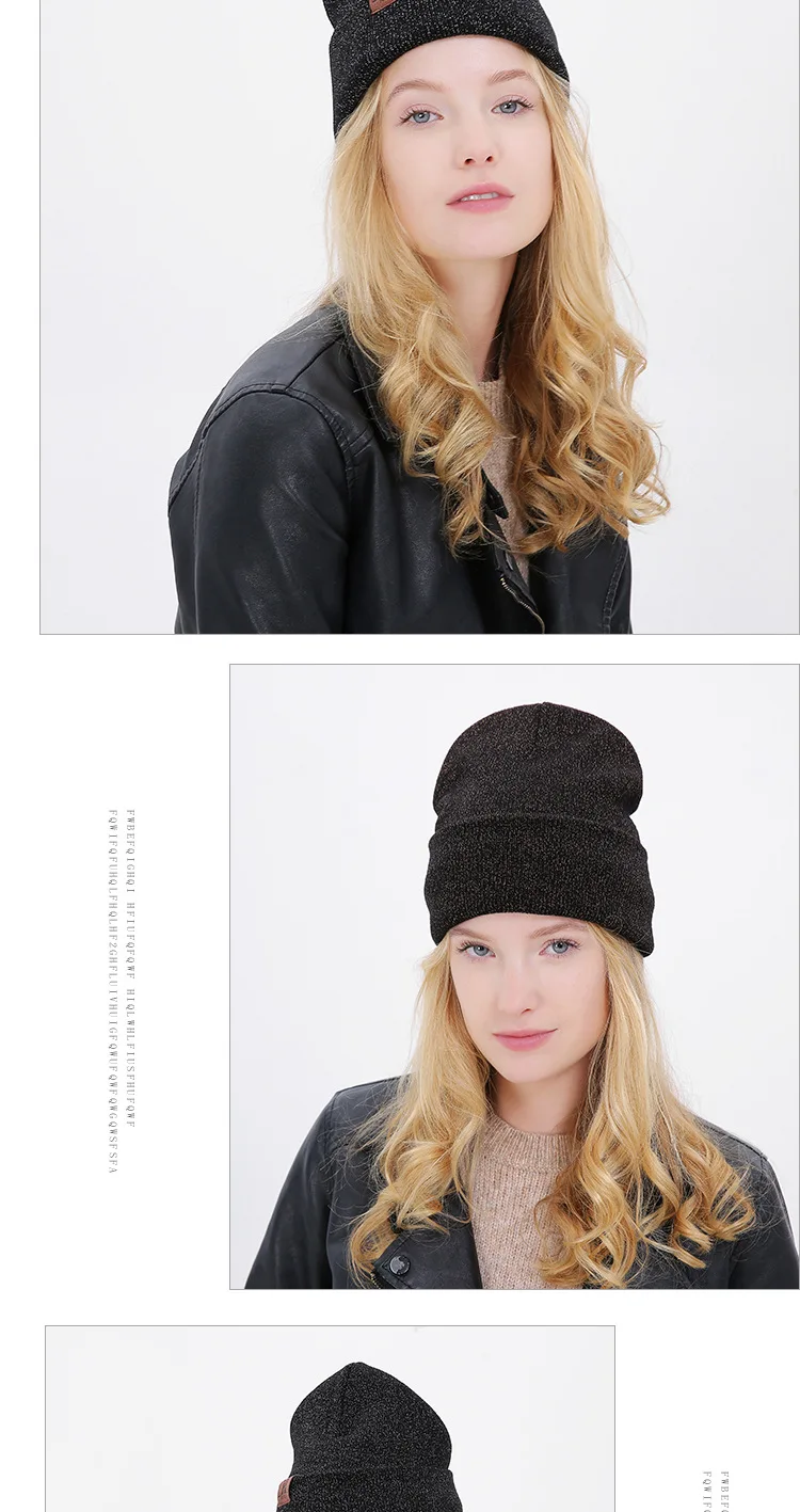 Женская шапка Beain тёплые вязаные шапки шерсть зима осень Skullies Beanie hat Женские однотонные черные женские уличные шапки