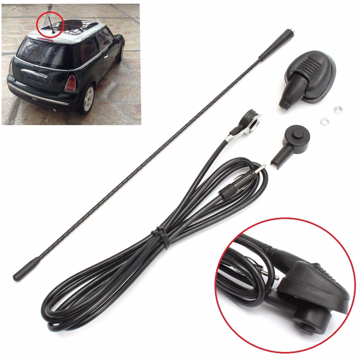 Автомобильная антенна мачтовая база AM/FM черная подходит для Fiat Punto Seicento Bravo Brava Doblo