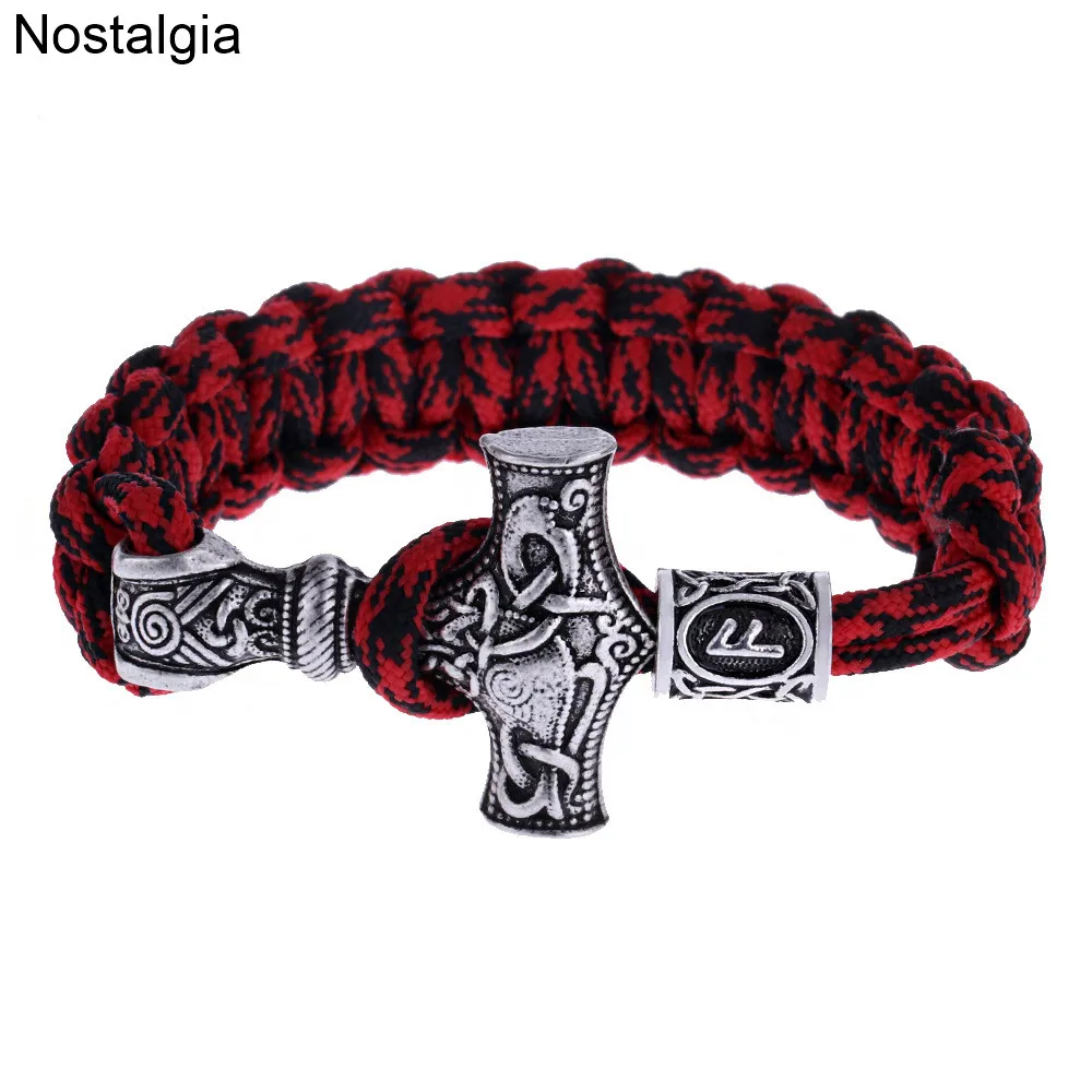 Мужские и женские браслеты подвески Norse Vikingos ювелирный браслет Тора молота Mjolnir