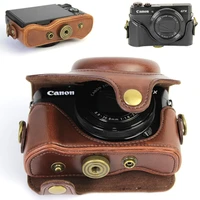 full body fit pu leather digital camera case bag cover for canon powershot g7x mark 2 g7x ii g7x2 g7x mark iii g7x 3 with strap