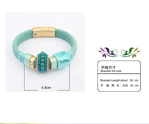 LEMOER Лидер продаж модный кожаный браслет с магнитной пряжкой Boho керамические