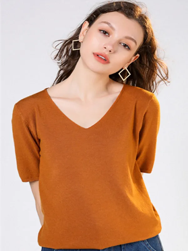 2021 New Summer sweater women girl ladies 100% cashmere short sleeve Pullover free shipping JN705 | Женская одежда