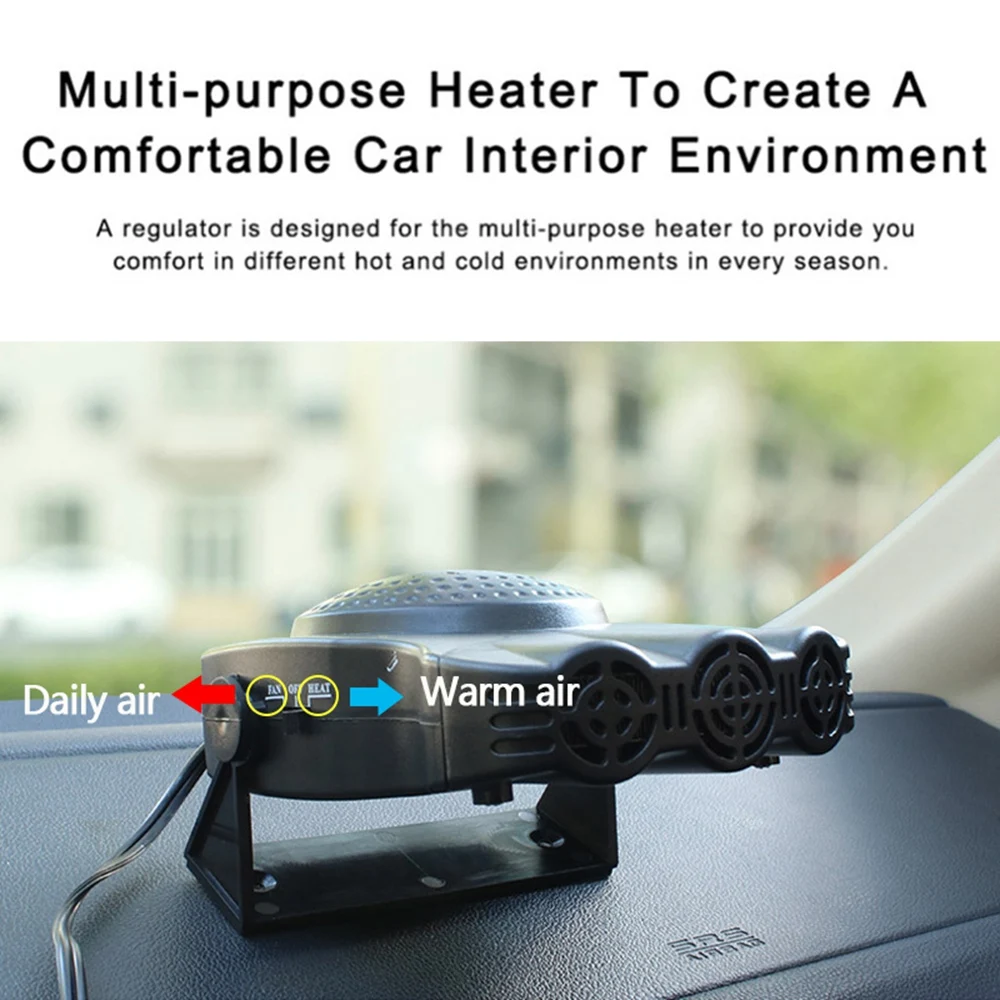 DC 12V Demister Portable Heater Fan Quick-Heating Electric Multi-Function Car Windscreen Window Demister Defroster