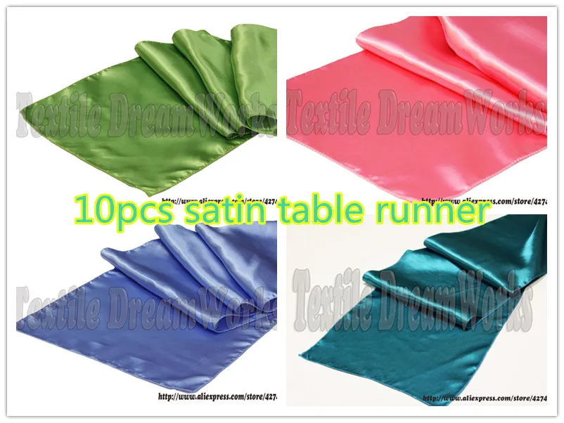 

10pcs 12"x108" Satin Table Runner Cloth Fabric Sashes Wedding Decoration/Party Decoration/ Wedding Party Supply Adornment Colors