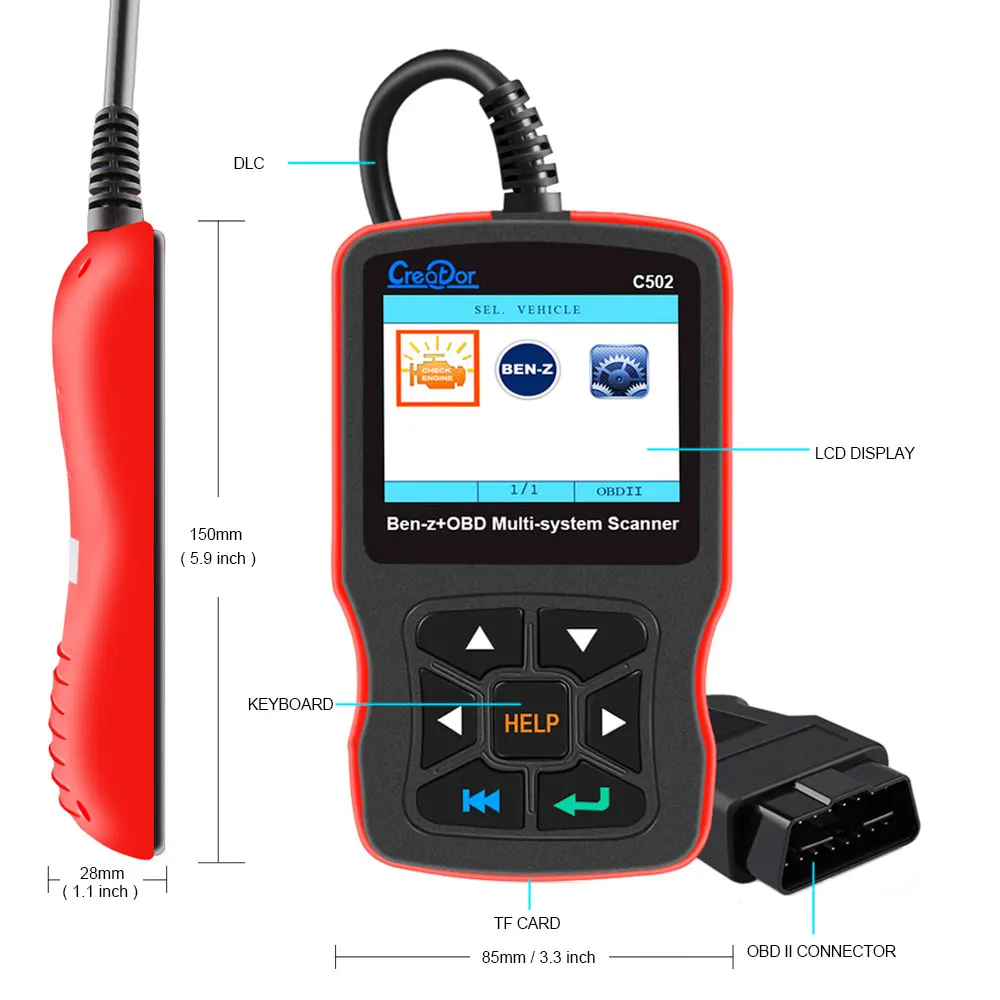 Новый автомобильный диагностический инструмент CREATOR C502 OBD2 сканер для Mercedes Benz W211