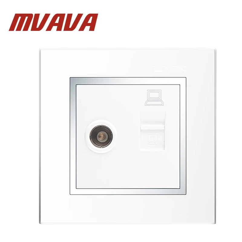 Mvava двойной Порты и разъёмы компьютер телевидения розетку Электрический RJ45 сети +