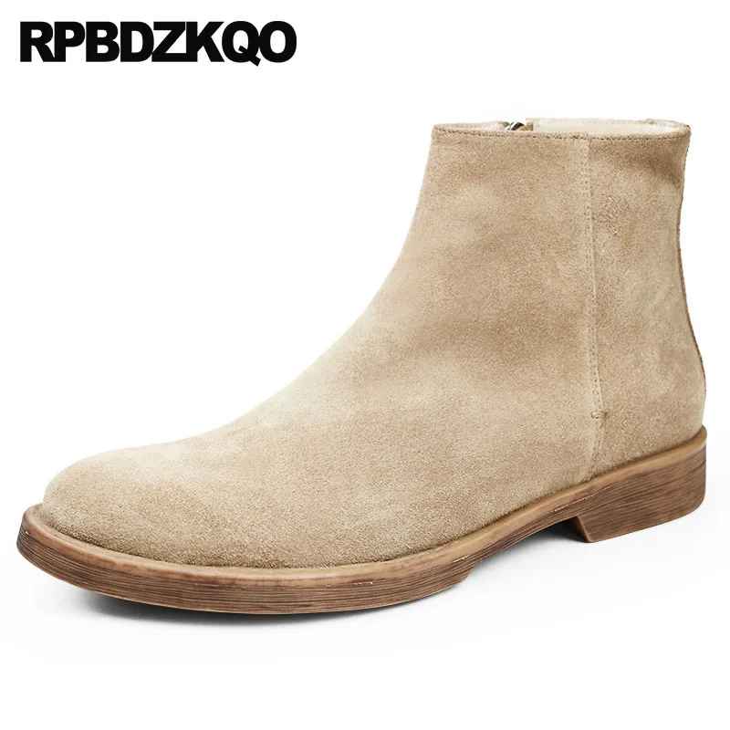 

Genuine Leather Boots Comfortable Designer Shoes Men High Quality Short Suede Autumn Booties Zipper Vintage Full Grain Top Fall