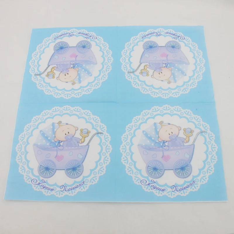 [Rainloong] Baby Shower Бумага салфетка для мальчика и девочки, Пол раскрыть детскую коляску салфетка салфетки 33*33 см 20 шт./упак./лот