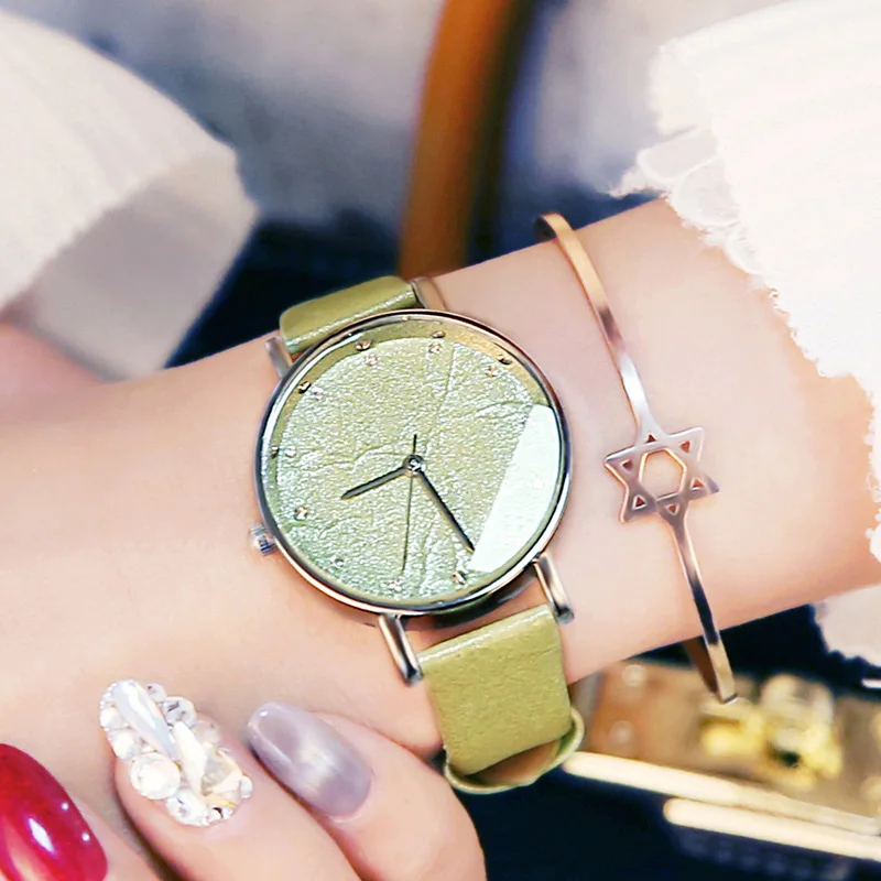 LSVTR Модные Простые Однотонная одежда Для женщин кварцевые часы Роскошные Rhinestone