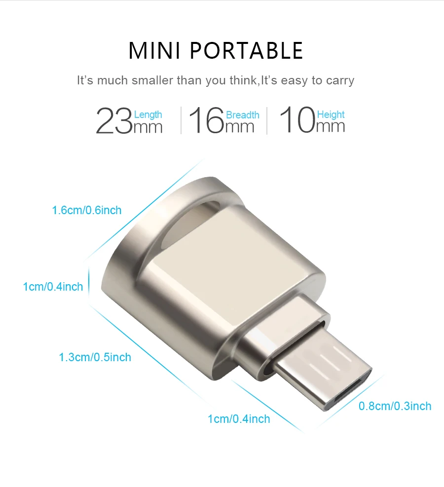 Rocketek micro usb 2,0 type c otg телефон мини-считыватель карт памяти адаптер алюминиевый кардридер для micro SD/TF microsd ноутбука