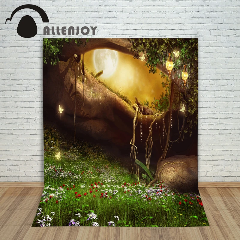 Allenjoy фоны Фэнтези Страна Чудес бабочка Феи съемочные огни Луна профессиональное