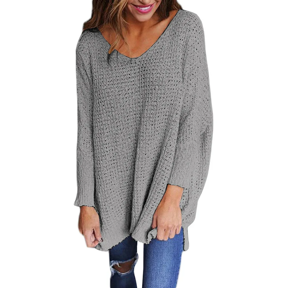 OMCHION Plus Size 3XL 2018 Autumn Winter Deep V Neck Sweater Women Casual Loose Oversized Knit Pullover Fashion Jumper LMM109 | Женская
