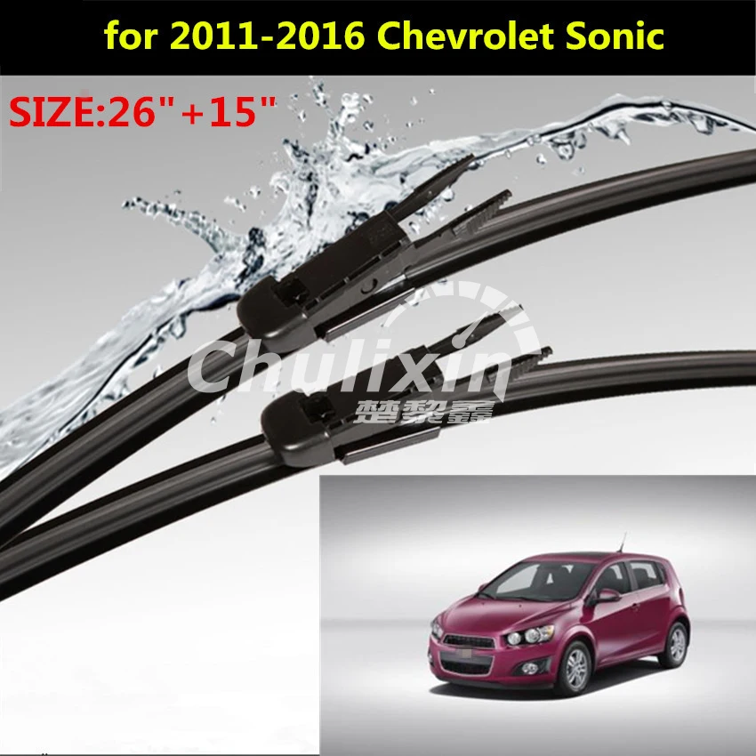 

2pcs/lot Wiper blades for 2011-2016 Chevrolet Sonic 26"+15" fit pinch tab type wiper arms only car accessories window wiper