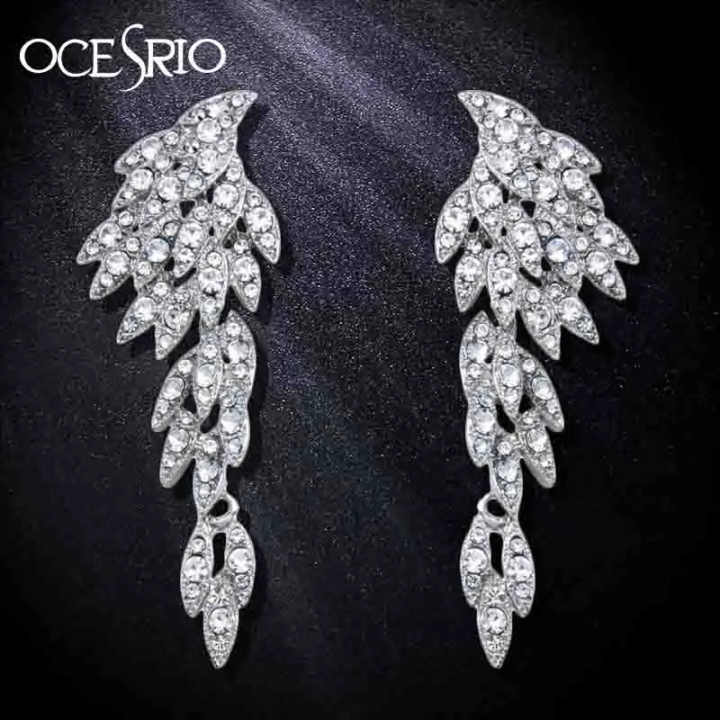 Мода Серебряный крупные серьги с камнями Большие Висячие Кристалл Серьги Горный