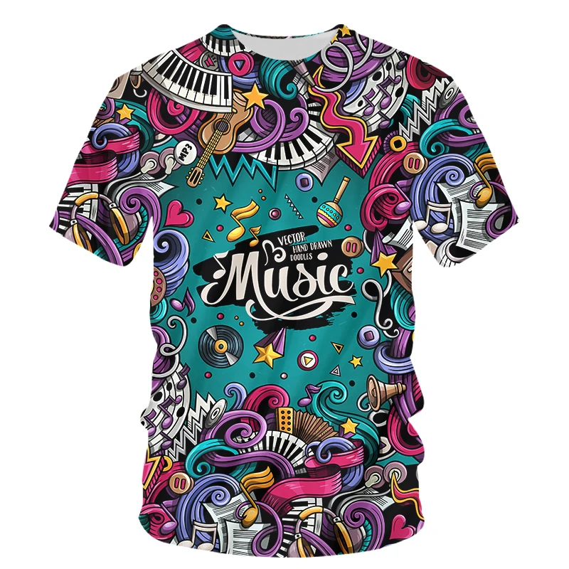 Модная футболка Мужская забавный креативный музыкальный постер 3D печать для