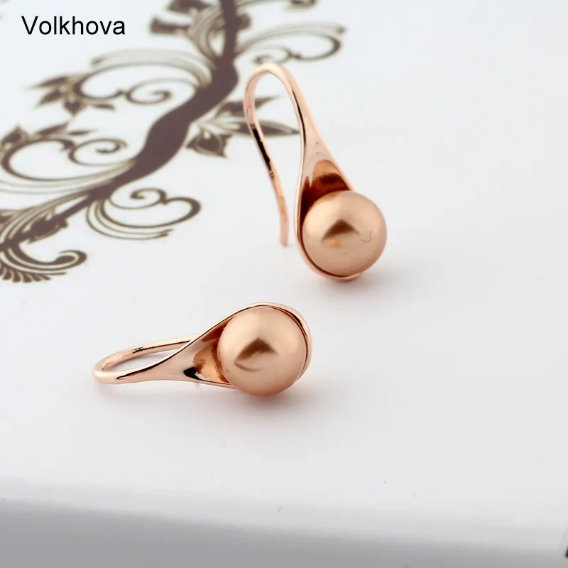Free Shipping Fashion Jewelry Wholesale 585 Rose Gold Color Earrings Imitation Pearl Drop for Women Girls Gift | Украшения и