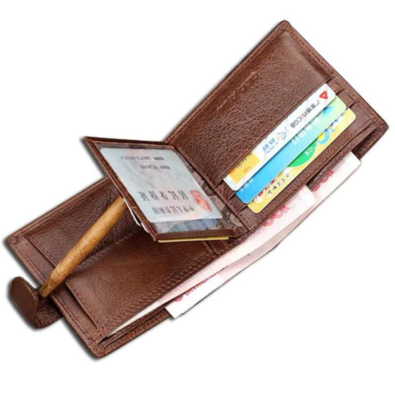 Мужской бумажник из 100% натуральной кожи с отделением для мелочи|wallets for men brands|purse