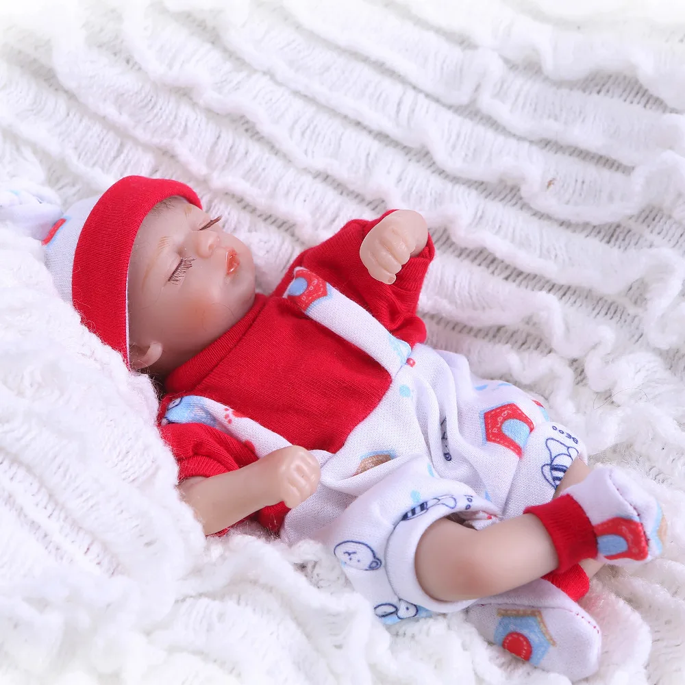 Nicery 8 дюймов 20 см Bebe Reborn мини кукла мягкая силиконовая Реалистичная игрушка подарок для ребенка Рождественская красная одежда две куклы