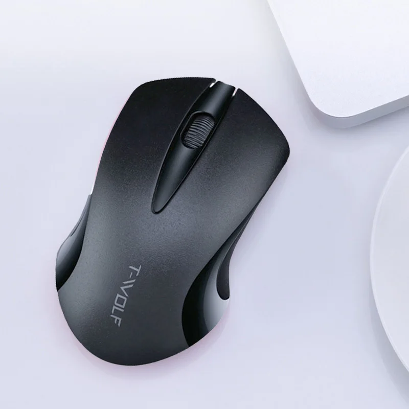 Black T-WOLF Q2 оптическая беспроводная мышь портативная эргономичная мышь USB приемник 2,4 ГГц 10 м Диапазон для ПК компьютер/ноутбук/настольный компьютер/ноутбук - Цвет: Black