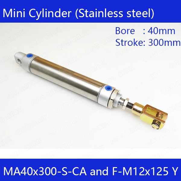 

MA40*300 Free shipping Pneumatic Stainless Air Cylinder 40MM Bore 300MM Stroke MA40X300-S-CA Double Action Mini Round Cylinders