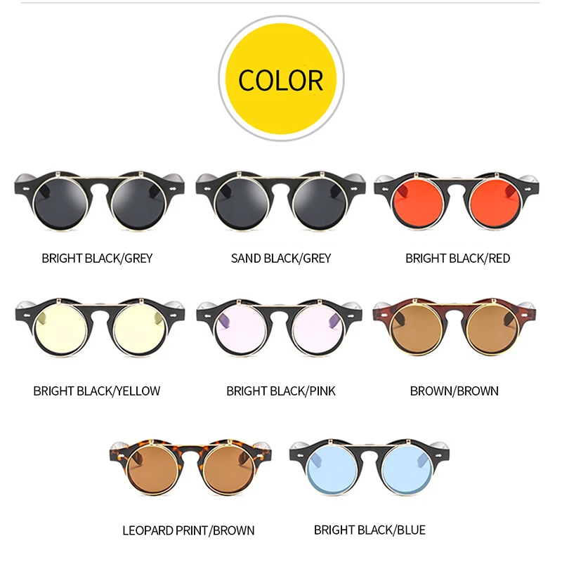 

iGUETTA Punk Sunglasses For Men Fashion Man 2019 Classic Double Clamshell Round Design Metal Glasses Frame Gafas De Sol IYJB077