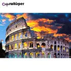 Алмазная живопись, полноразмернаякруглая картина из страз Римский итальянский колозеум, LE02079