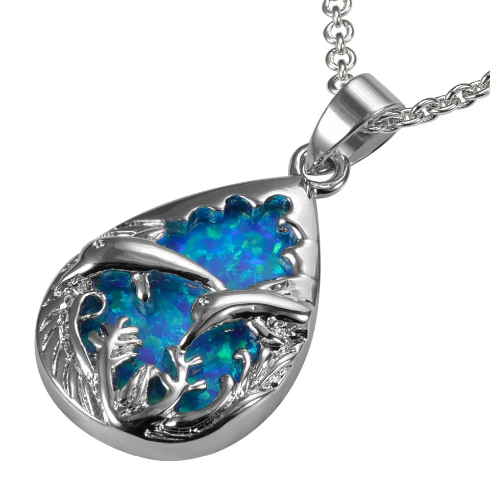 

Серебряная подвеска с голубым огнем и опалом, P237