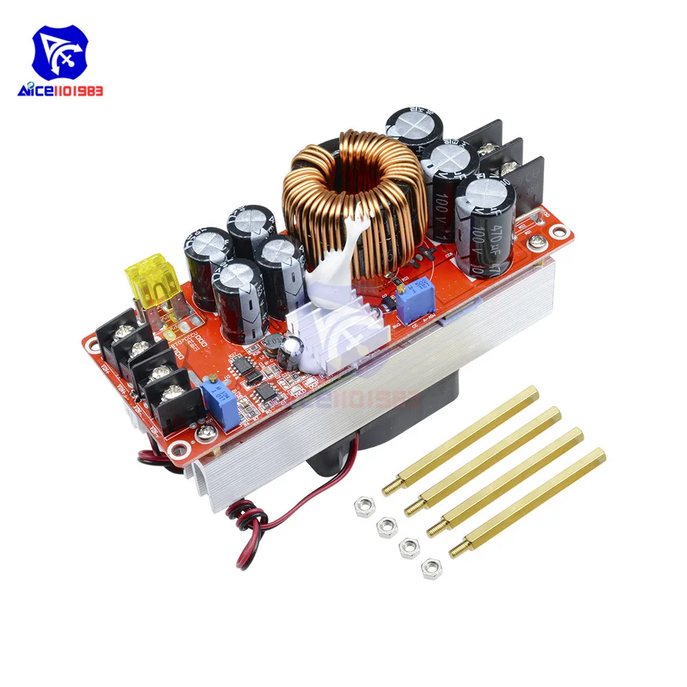diymor DC 10-60V to 12-90V 1500W 30A DC-DC Step Up Boost Converter Power Supply Module with Heatsink Fan