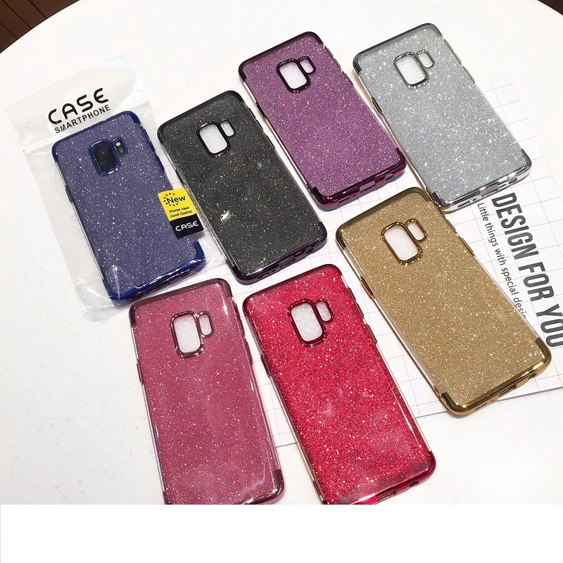 Glitter Soft TPU Plating Case For Samsung Galaxy S9 S8 Plus A6 A8 J4 J6 A5 A7 A9 2018 2017 S6 S7 Edge Note 8 9 Bling Coque |