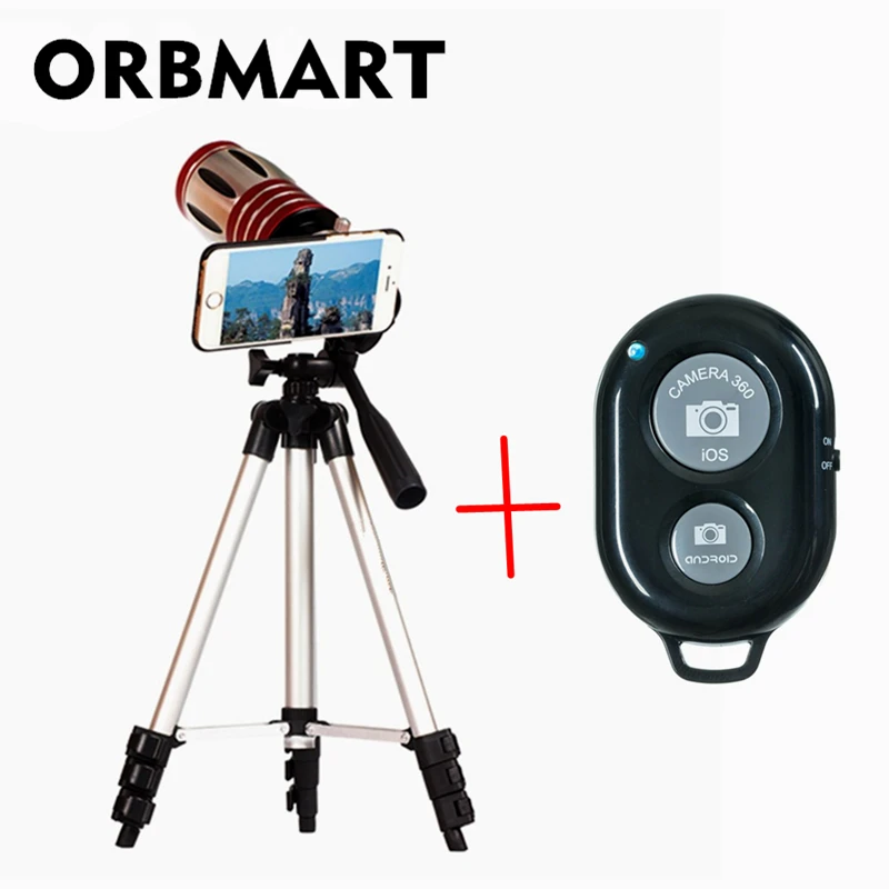 

ORBMART 50X зум телескоп телеобъектив камеры с задней крышкой чехол 103 см штатив Bluetooth управление для iPhone SAMSUNG телефон