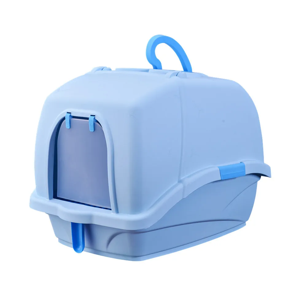 Blue DHL свободный негабаритный 58X44 см мусорный ящик роскошный полностью закрытый с печатным полипропиленовым материалом и лопатой для кошек с ручкой портативный - Цвет: Blue