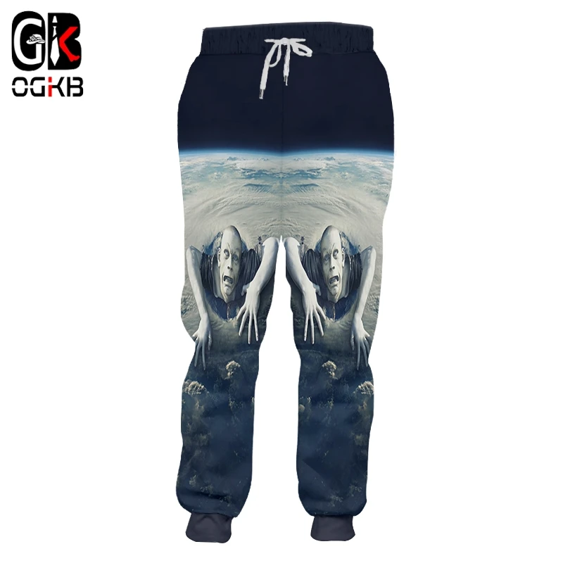 OGKB Jogger Брюки мужские новые свободные 3D штаны с принтом зомби Луна повседневный