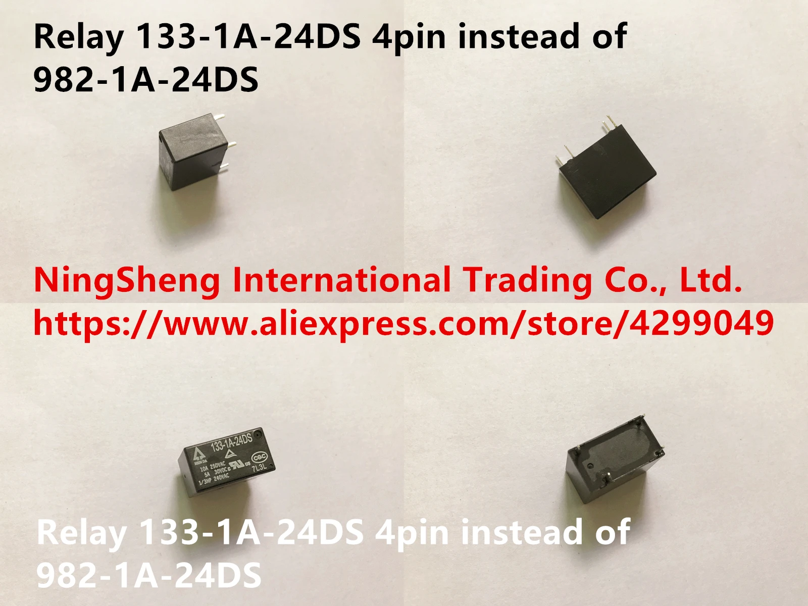 

Оригинальное новое 100% импортное реле 133-1A-24DS 4-контактное Оригинальное подлинное вместо 982-1A-24DS