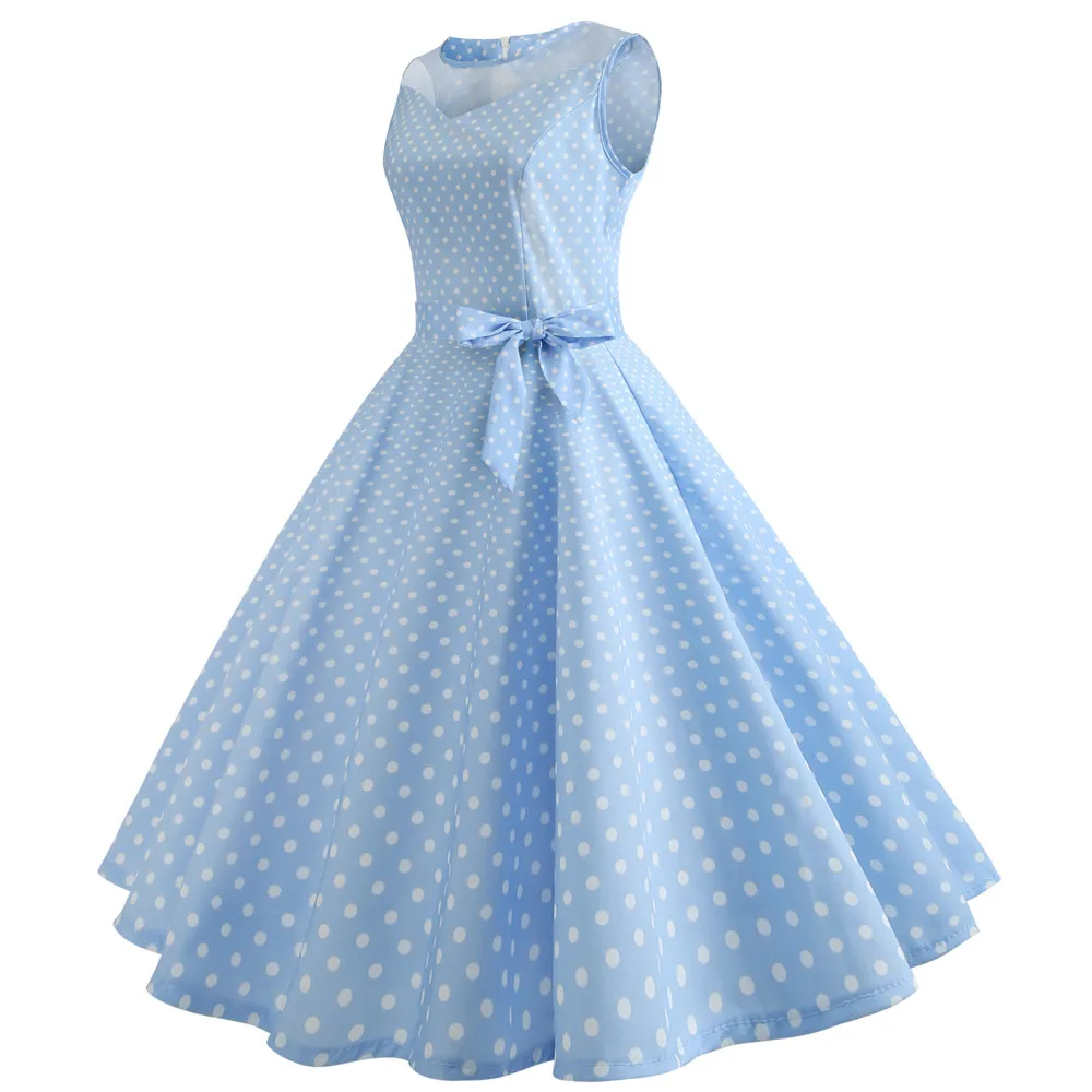 FREE OSTRICH Women Dress Vintage Dot Printing Sleeveless Mesh Patchwork Pleated Refined Noble Trend Summer New Short | Женская одежда