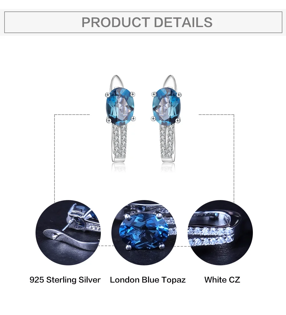 GEM'S BALLET 3.15Ct натуральный Лондонский голубой топаз серьги трендовые тонкие 925 пробы серебряные серьги-гвоздики для женщин элегантные ювелирные изделия