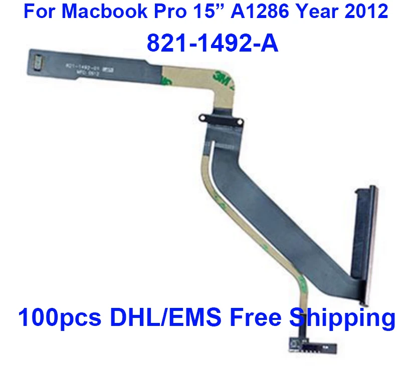 100 шт. Бесплатная доставка DHL/EMS для Macbook Pro 15 A1286 жесткий диск кабель Mid 2012 MD103 MD104 821