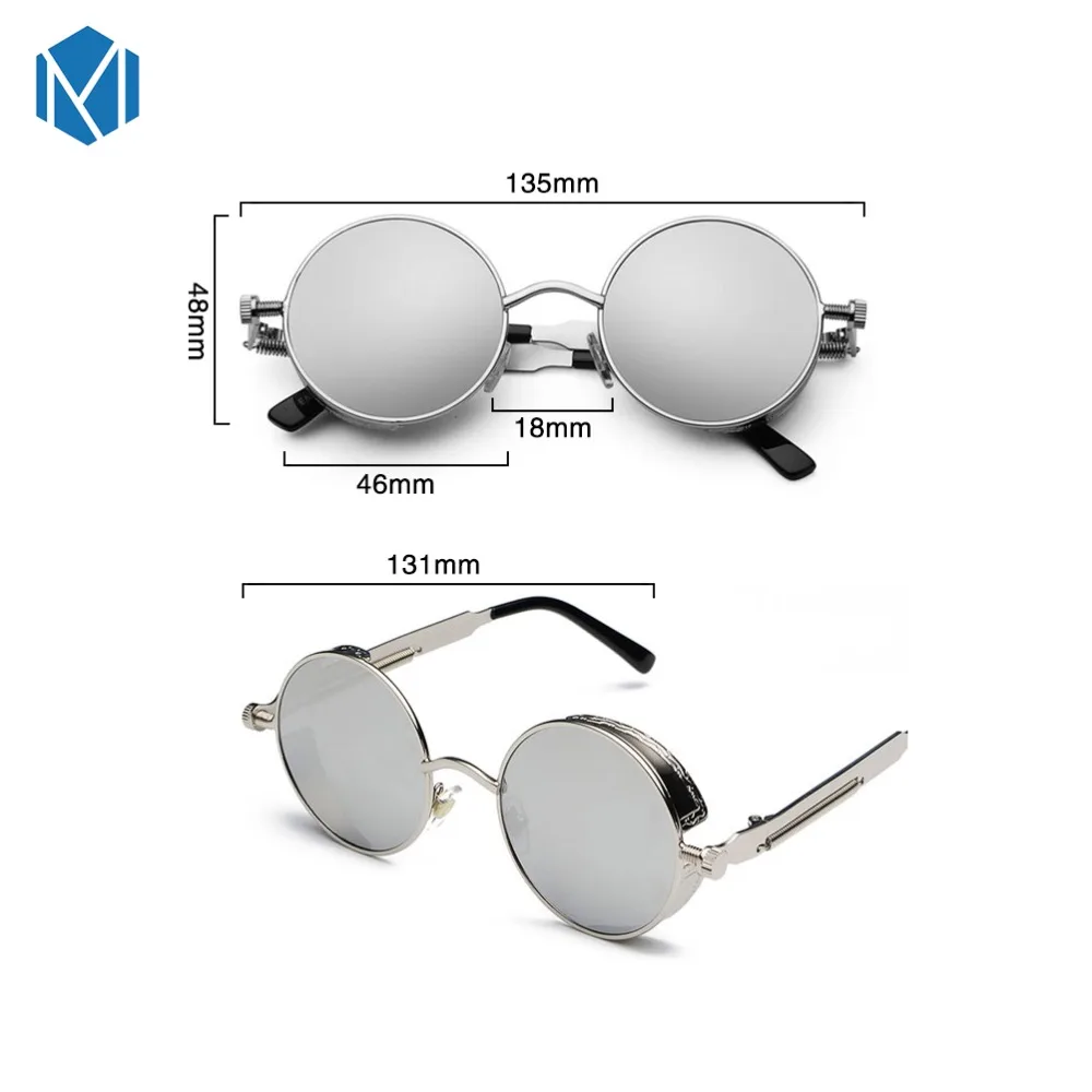 Мужские и женские солнцезащитные очки в стиле ретро с металлическими круглыми