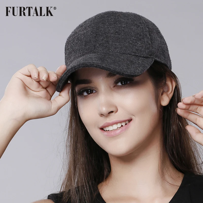 FURTALK шерсть бейсбольные шапки для женщин черные Snapback модные бейсболки мужчин хип