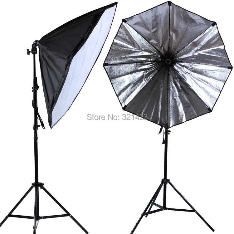 86cm Octagonal Softbox E27 Lamp Holder Photography Kit 75-200cm Light Stand Continuous Lighting 2PCS | Электроника