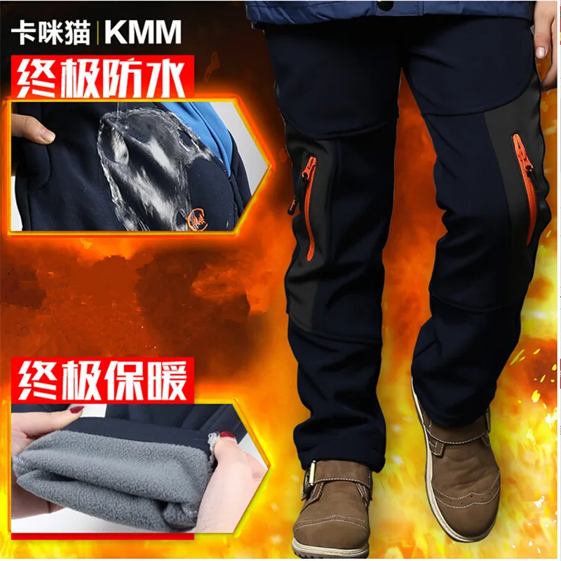 2018boys child plus velvet thickening sports trousers children's clothing teenage autumn and winter outdoor |