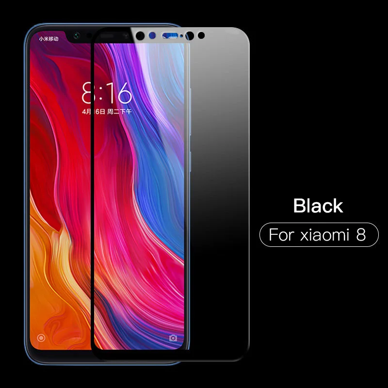 Mi 8 Black PZOZ закаленное стекло для xiaomi mi 8 mi 8 64 Гб 128 ГБ полное покрытие пленка защита экрана 9H для xiaomi mi 8 Защитное стекло для телефона - Цвет: Mi 8 Black